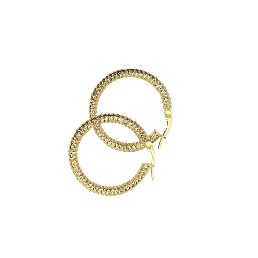 Aretes aro medianos corte brillo 10k