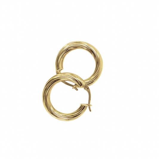 Aretes aro medianos torcidos 10k