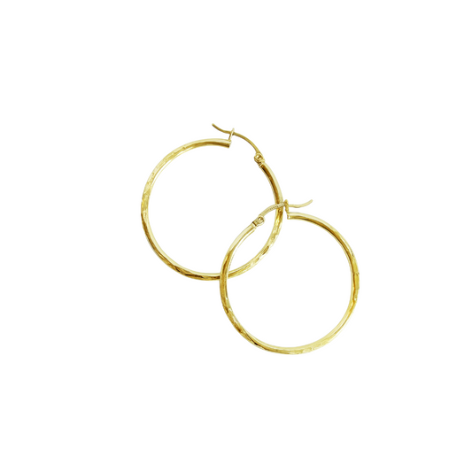 Aretes aro medianos con diseño 10k