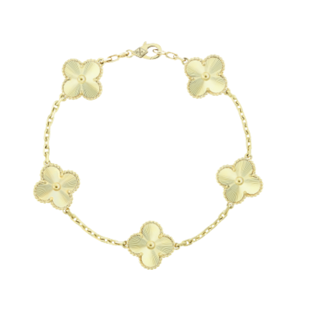 Brazalete flor de trébol de oro 10k