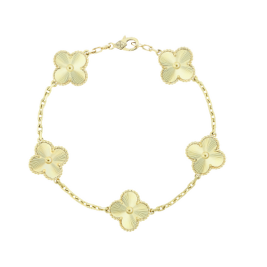 Brazalete flor de trébol de oro 10k