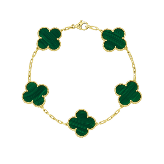 Brazalete de flor de trébol verde 10k