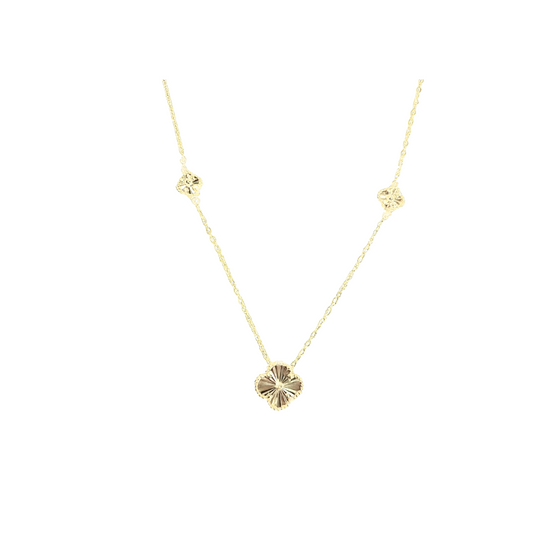 Cadena de flor de trébol de oro 10k