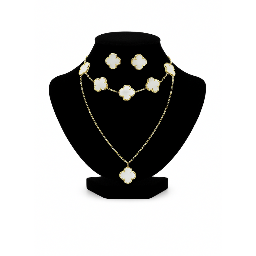 Set de trébol madre perla 10k