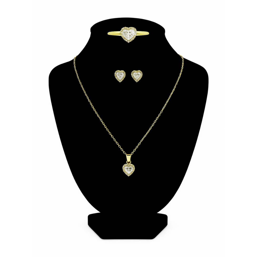 Set de mujer con piedras de corazón 10k