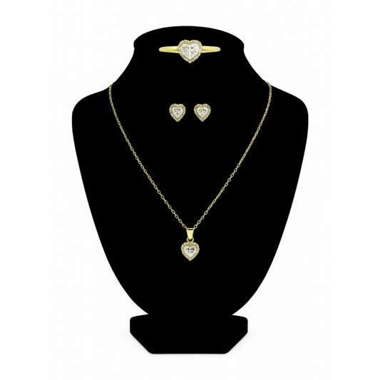 Set de mujer con piedras de corazón 10k