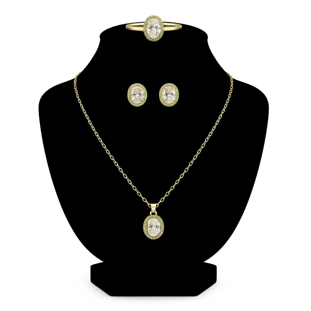 Set de mujer con piedras ovaladas 10k