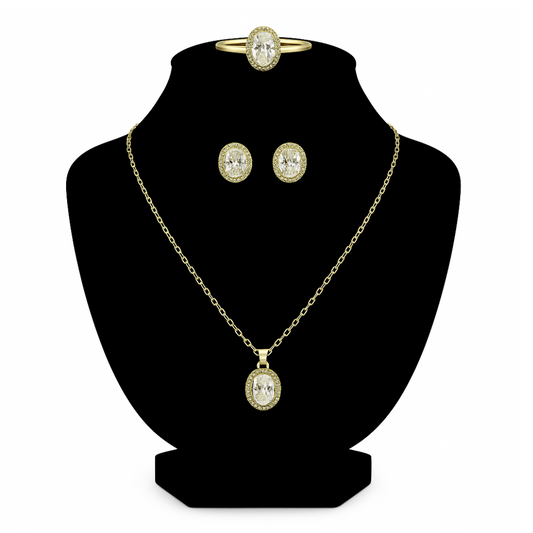 Set de mujer con piedras ovaladas 10k